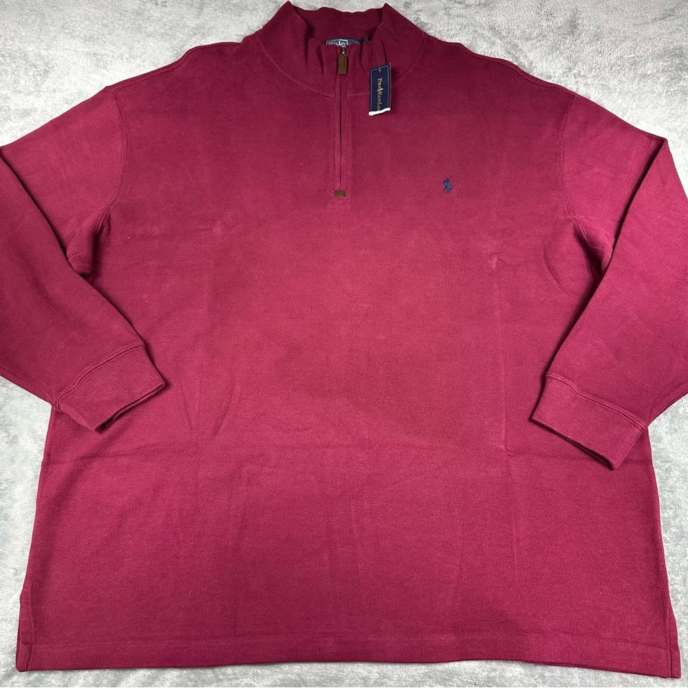 NWT Polo Ralph Lauren 1/4 Zip Pullover Sweater Men’s 3XB BIG Maroon Long Sleeve